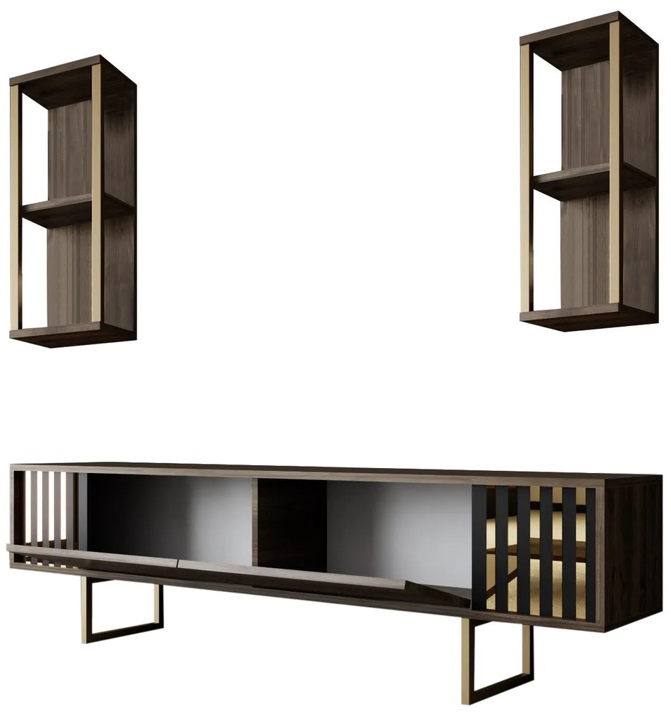 TV szekrény Gold Line - Walnut, Black
