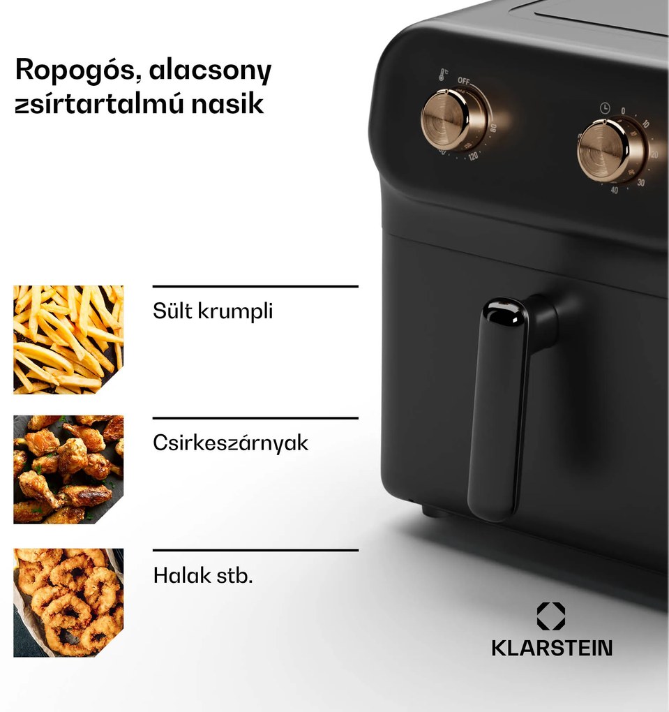 Klarstein AeroCrisp 6, forrólevegős fritőz, 1700 W, 6 liter, forgatható gombok