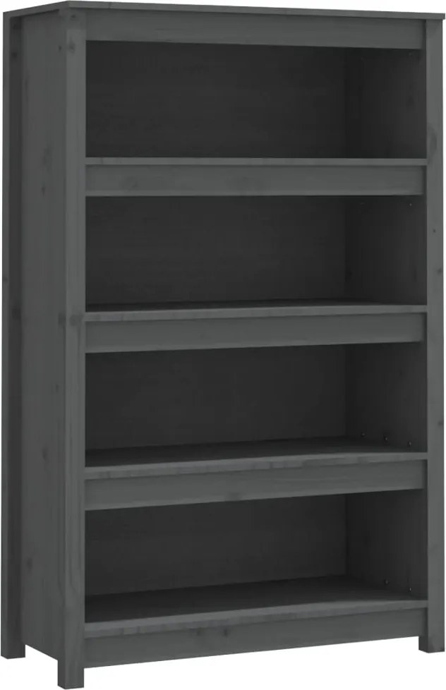 vidaXL szürke tömör fenyőfa könyvszekrény 80x35x126 cm