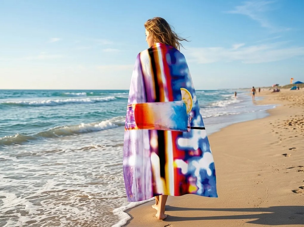 Gyorsan száradó XXL strand fürdőlepedő FRIZZEL színes 150 x 210 cm, 100% mikroszál
