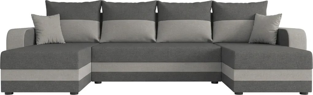 U alakú kihúzható ülőgarnitúra VALERIO 305x140 cm, sötétszürke/világosszürke