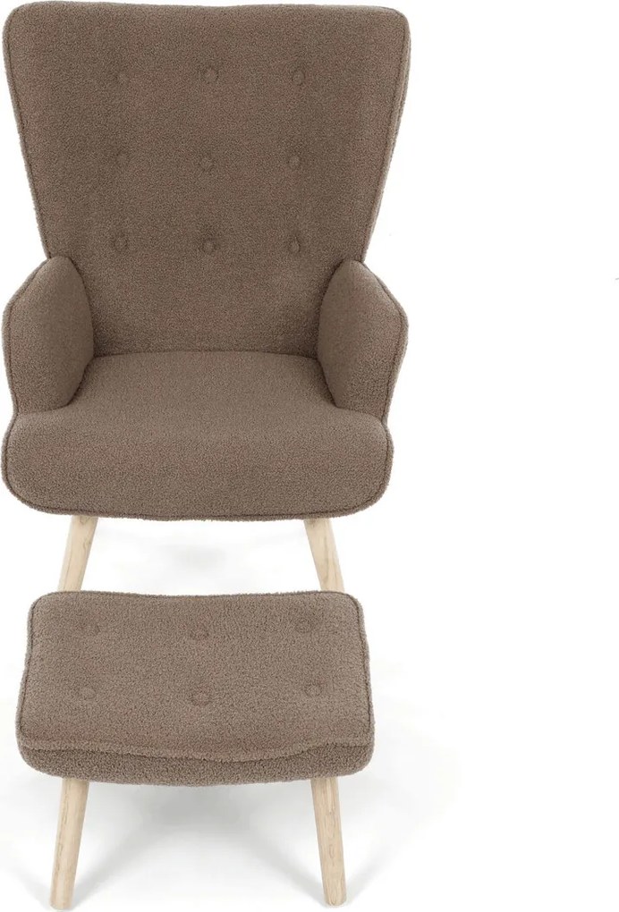 Barna relaxfotel, boucle szövet kárpitozással, AK-319 BR2