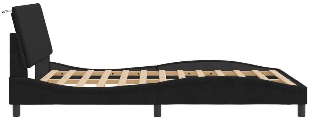 fekete bársony ágykeret LED-ekkel matrac nélkül Hanko 120 x 200 cm