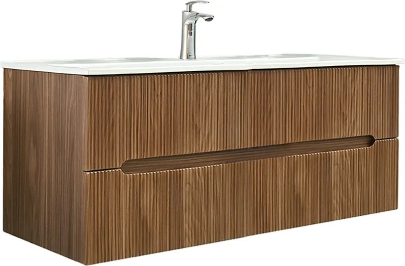 Trent 120 alsó fürdőszobabútor 1 medencés kerámia mosdóval 2 fiókos, sunset tölgy