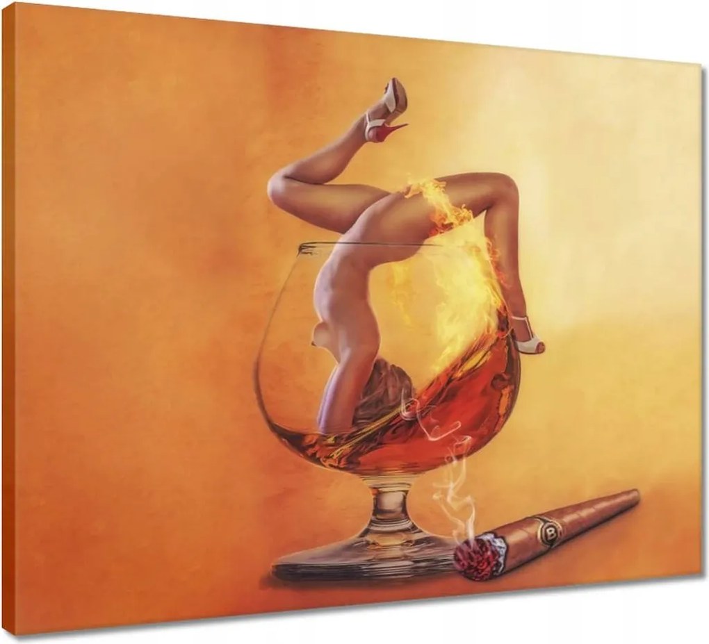 Vászonkép 50x40 Csaj a pohárban