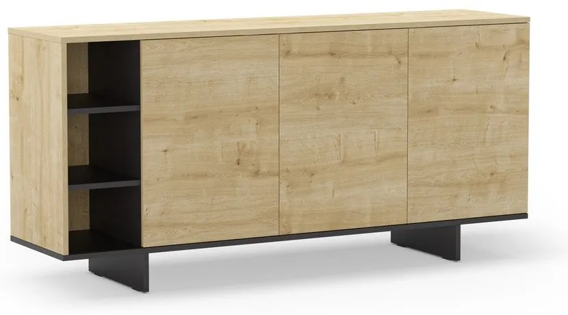 Natúr színű alacsony komód tölgyfa dekorral 170x80 cm Cequoia – Marckeric