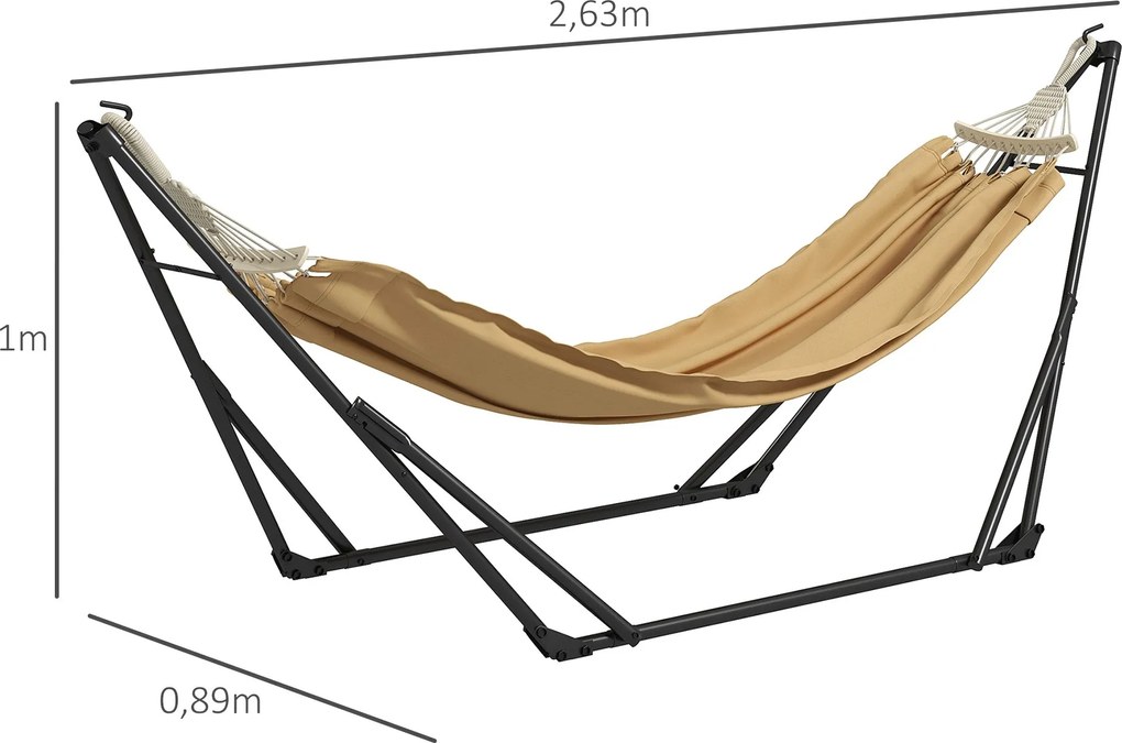 Outsunny Összecsukható Acél Hintaállvány, 2 az 1-ben Támogatás Hinta vagy Függőszék Számára, Tartalmazza a Hordtáskát, méret: 263L x 89W x 100H cm | A