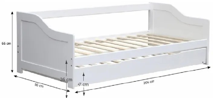 Akció Fehér gyerekágy kihúzható ággyal INTRO 90 x 200 cm II. osztály