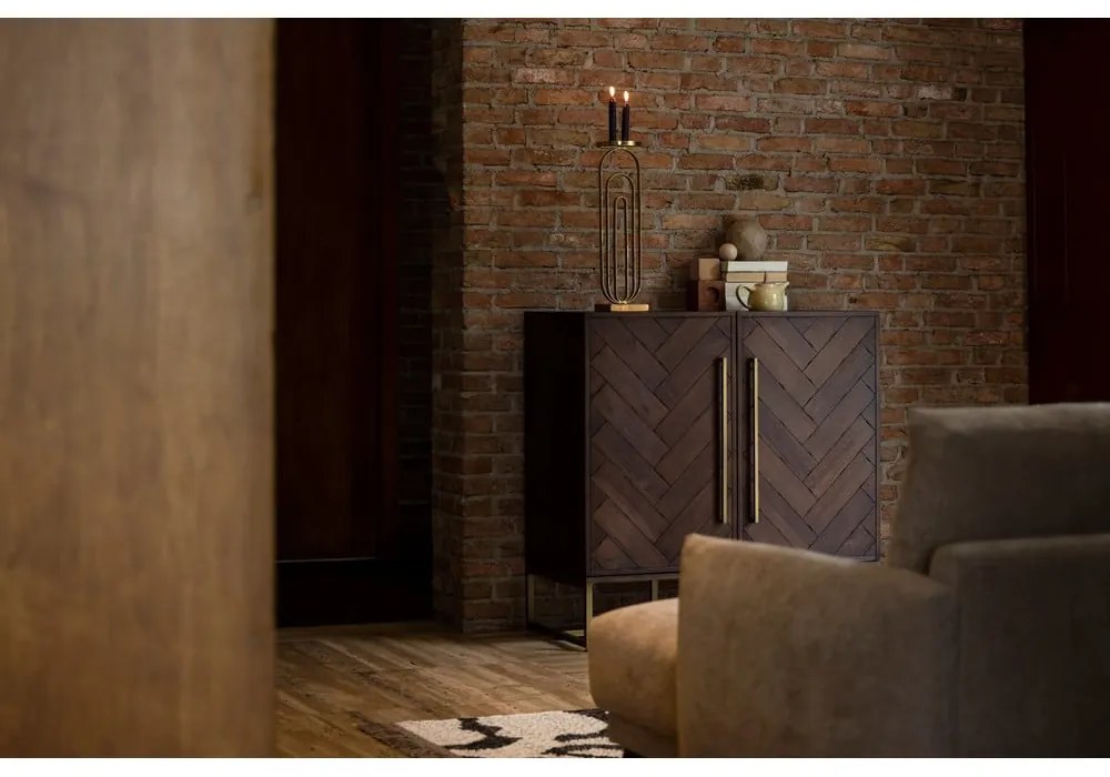 Bortartó szekrény egzotikus fa dekorral 24 palackhoz, 100x100 cm Class - Dutchbone