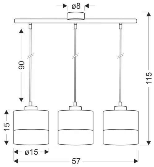 Csillár zsinóron PORTO 3xE27/60W/230V fekete/barna