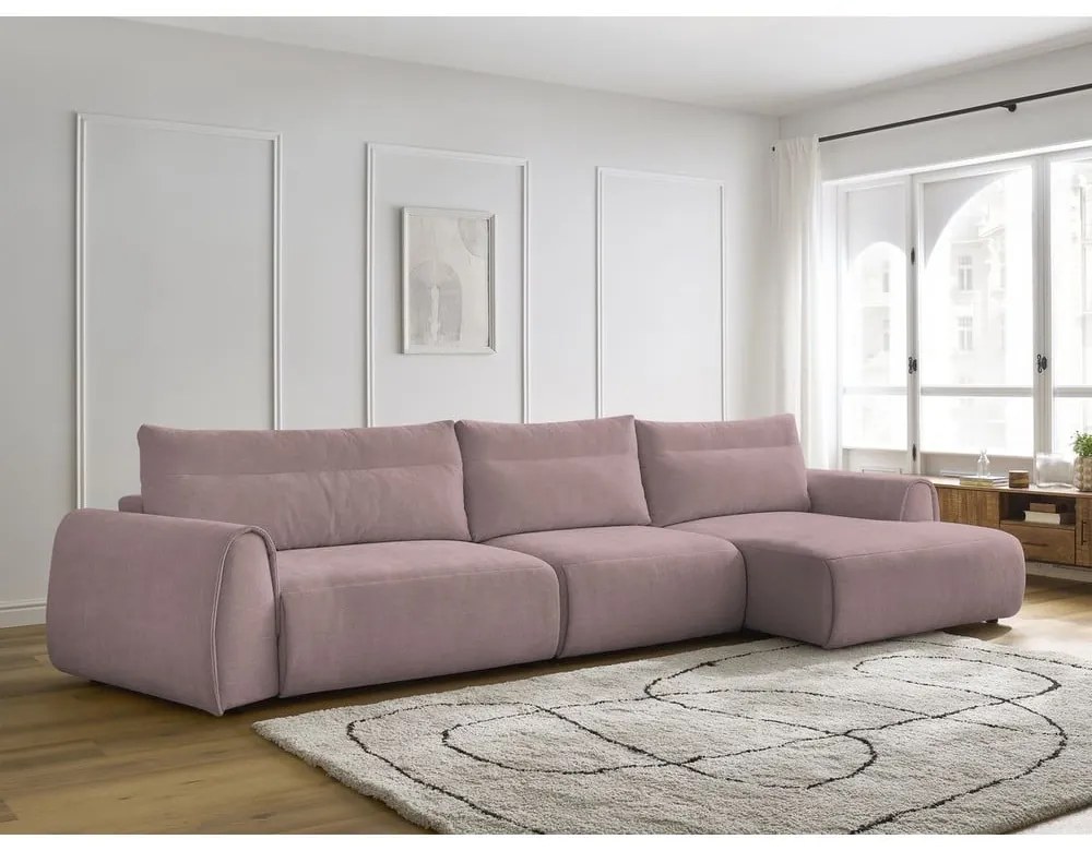 Világos rózsaszín sarokkanapé Aden – Bobochic Paris