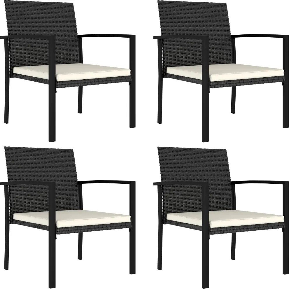 vidaXL 4 db fekete polyrattan kerti étkezőszék