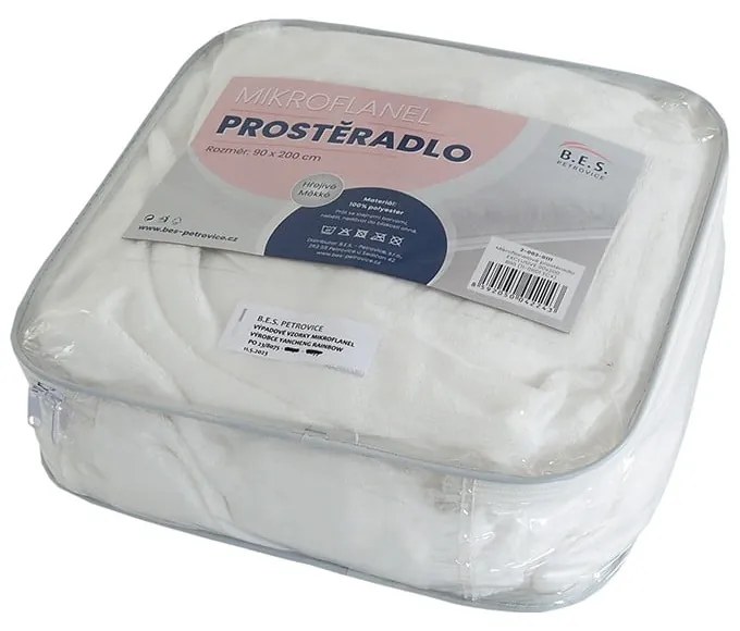 Fehér mikroflanel lepedő 90x200 cm Exclusive – B.E.S.