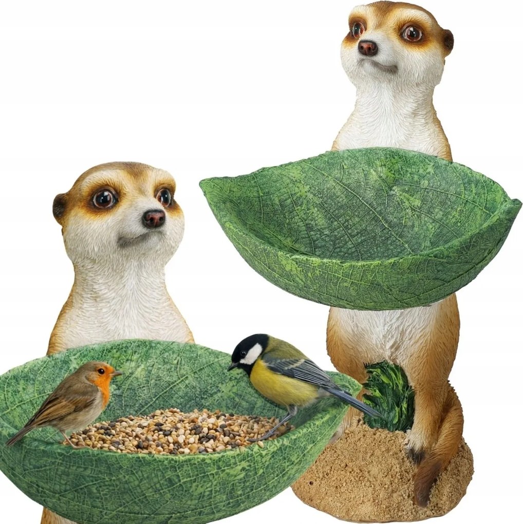 Kerti Figura szurikáta levéllel 30 cm Madáretető