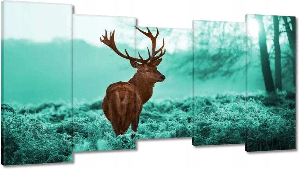 Vászonkép 150x80 Szarvas a türkiz erdőben