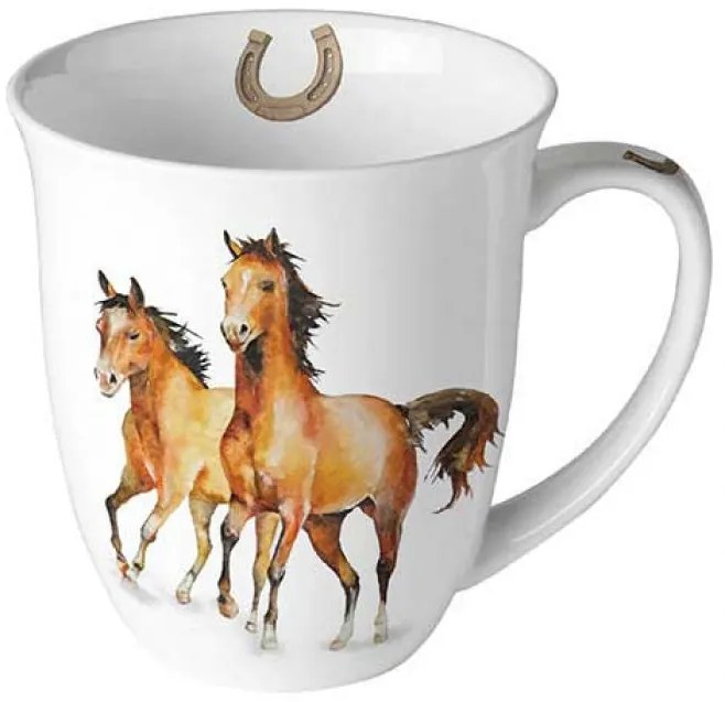 Lovas porcelán bögre 400 ml Wild horses