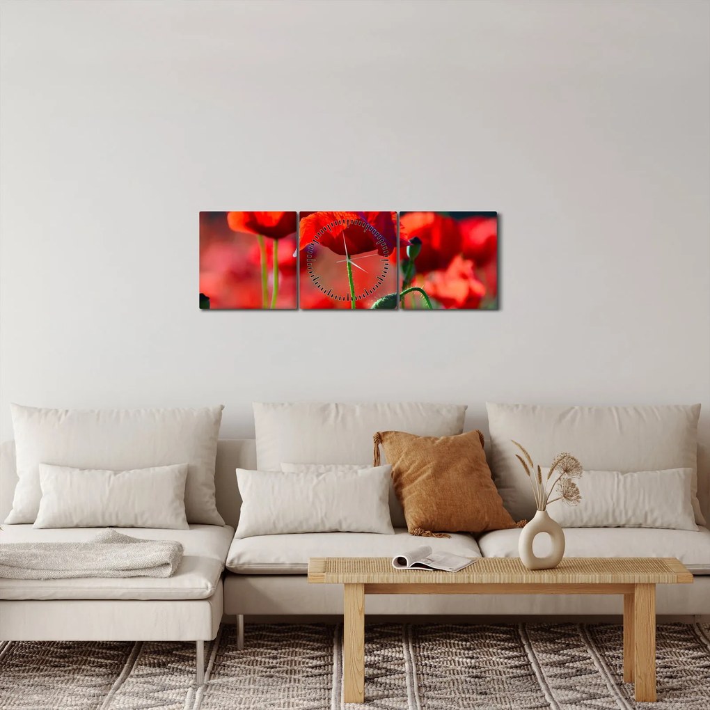 Kép - pipacsok (órával) (90x30 cm)