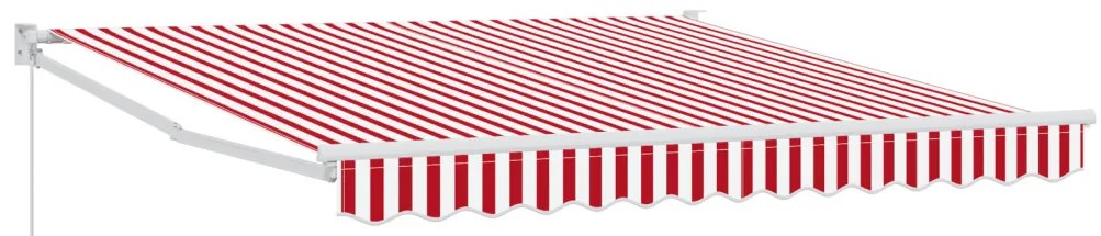 Kézi Behúzható Napellenző Piros és Fehér Csík 350x250 cm