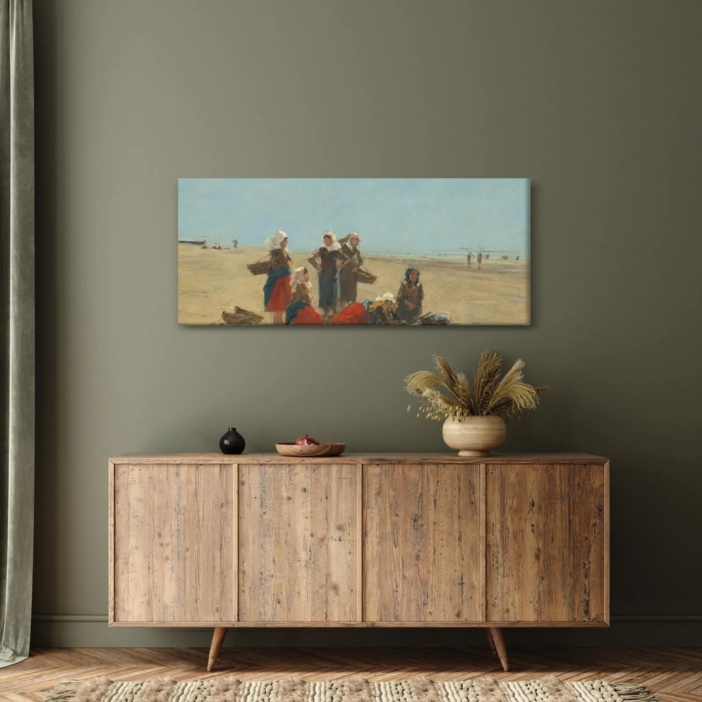Kép - Eugène Boudin, Women on the Beach at Berck, reprodukciók (120x50 cm)