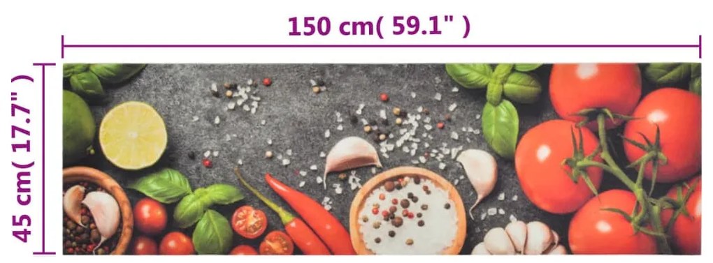 mosható zöldségmintás bársony konyhai szőnyeg 45x150 cm