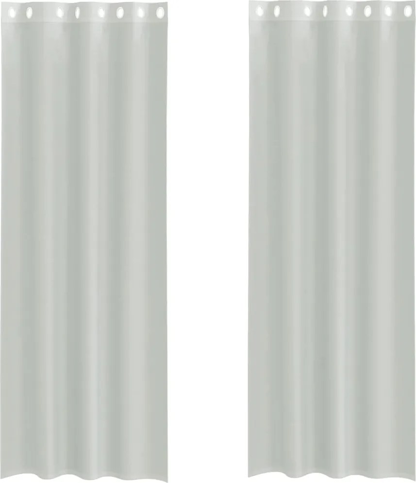 vidaXL 2 db világosszürke fátyolfüggönyök rojtokkal 140x260 cm