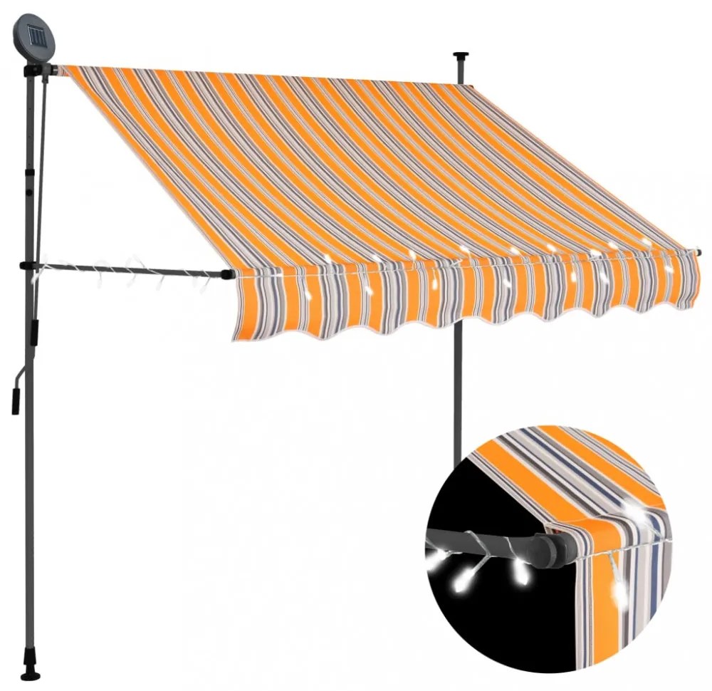 sárga és kék kézzel feltekerhető LED-es napellenző 150 cm