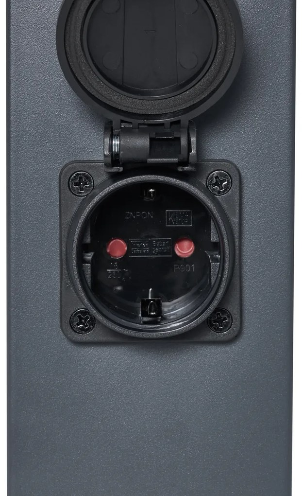 Kültéri lámpa sötétszürke füstüveggel 45cm IP44 aljzattal és mozgásérzékelővel - Malios