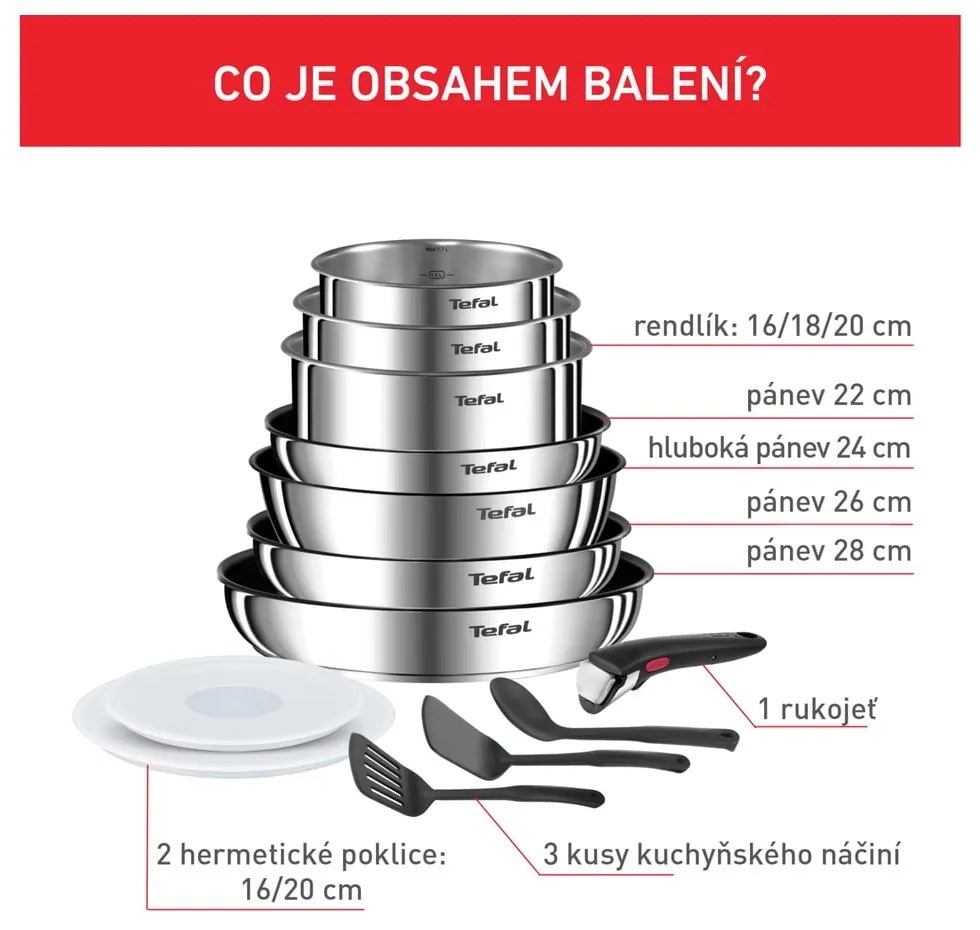 Rozsdamentes acél edény készlet 13 db-os INGENIO Emotion L897DS04 – Tefal