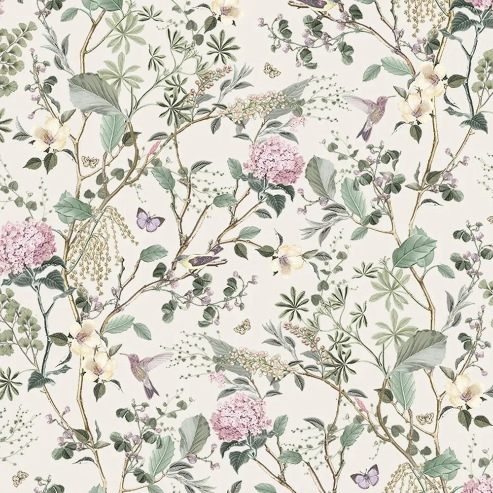 Fehér Flizelin Tapéta Növényi Motívum Virágok Gallyak