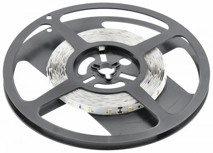 LED szalag 2835, 300 LED/5 fm, meleg fehér, 9,6W/fm 48W/5fm , 8mm , 5fm/tekercs, 24V, IP20, 1100lm/m