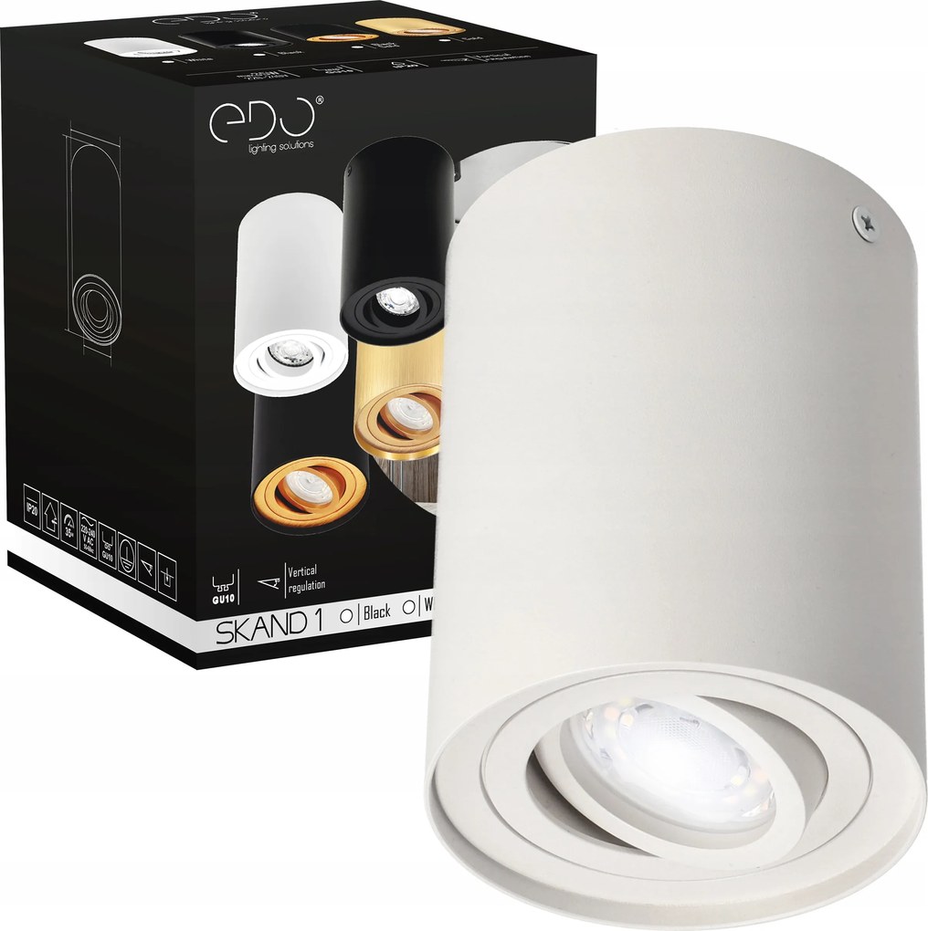 Falra Szerelhető Halogén Lámpatest Mozgatható Cső GU10 Fehér Edo