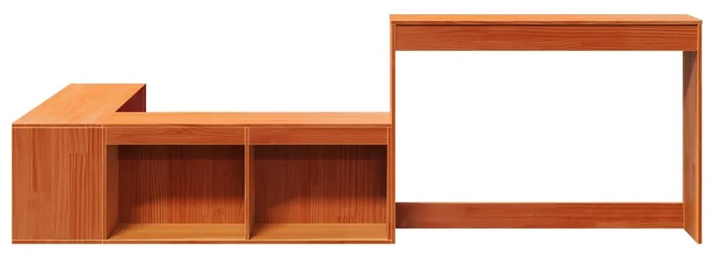 Viaszbarna tömör fenyőfa éjjeliszekrény asztallal 232x122x75 cm