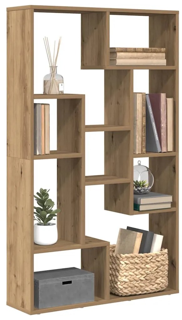 kézműves tölgy színű szerelt fa könyvespolc 72 x 20 x 120 cm