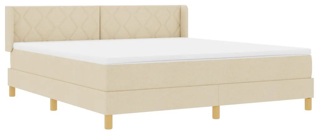 Boxspring ágy matraccal krém szövetben, 180x200 cm
