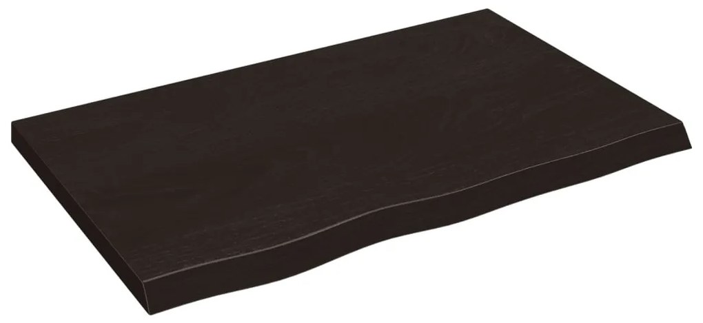 sötétbarna kezelt tömör tölgyfa fali polc 80x50x(2-4) cm