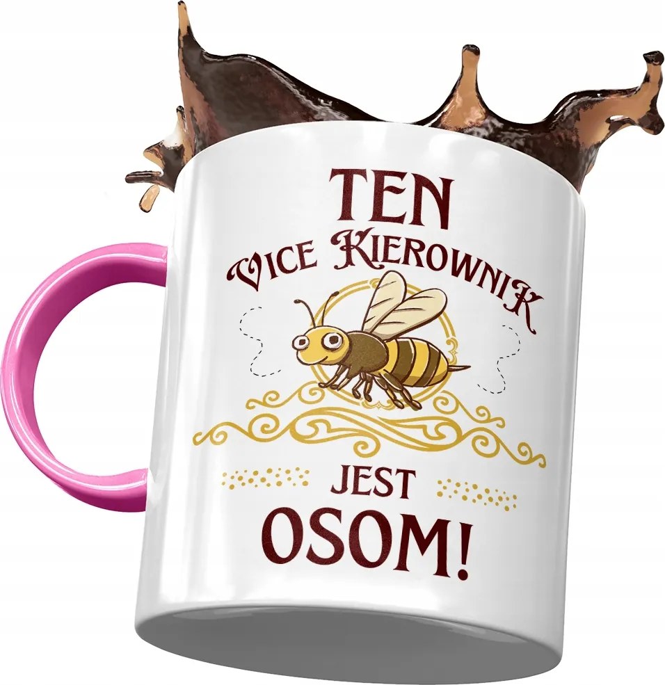 Rózsaszín bögre a Vice Managernek Darázs Ajándék Nyomtatott Fotóval