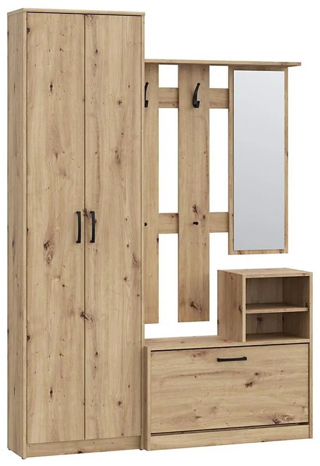 Előszobafal tükörrel KAVI, artisan tölgy