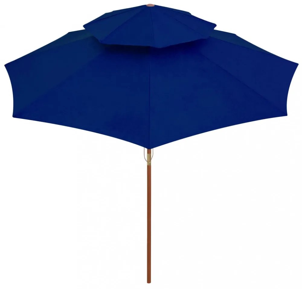 kék kétszintes napernyő farúddal 270 cm