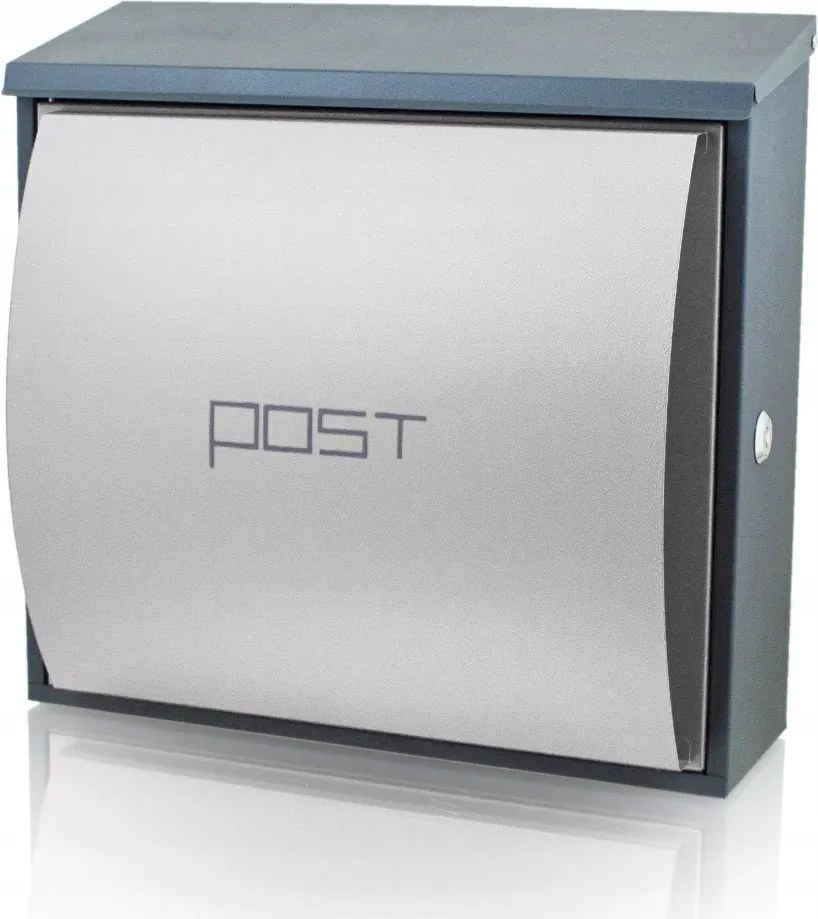 Sötétszürke postaláda újságtartóval