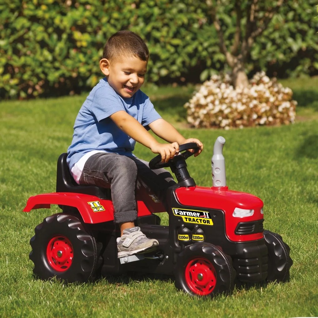 Dolu nagy pedálos traktor, piros