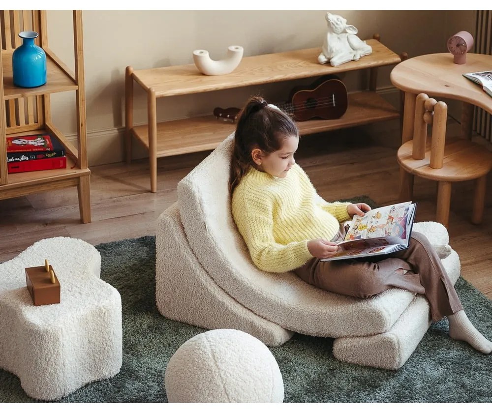 Krémszínű buklé gyerek puff Cloud – Wigiwama