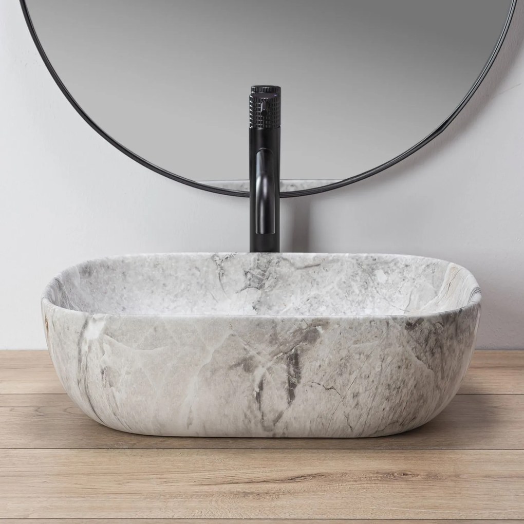 Rea Livia Stone mosdó, 47 x 34 cm, szürke, REA-U3800