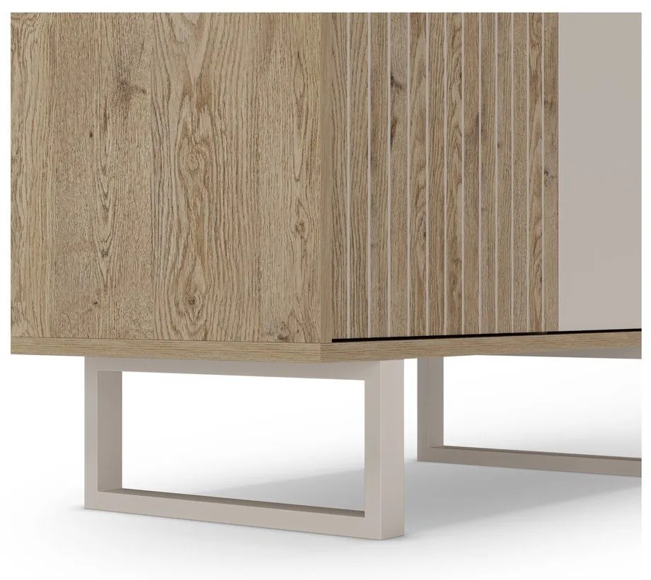 Szürke-natúr színű szekrény tölgyfa dekorral 90x120 cm Millay – Marckeric