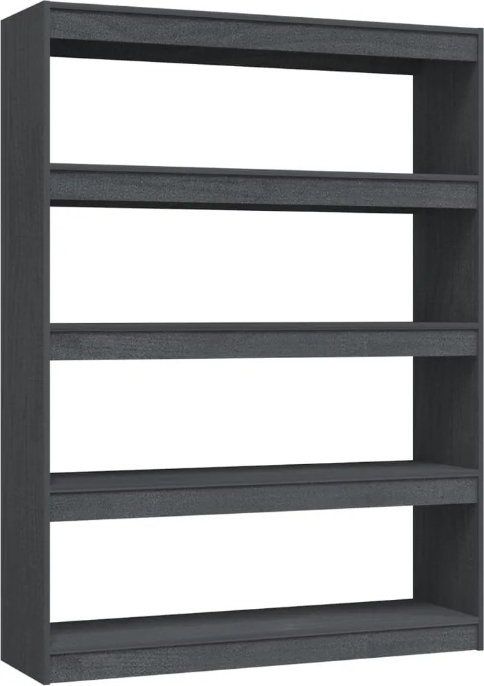 vidaXL szürke tömör fenyőfa könyvszekrény/térelválasztó 100 x 30 x 135,5 cm