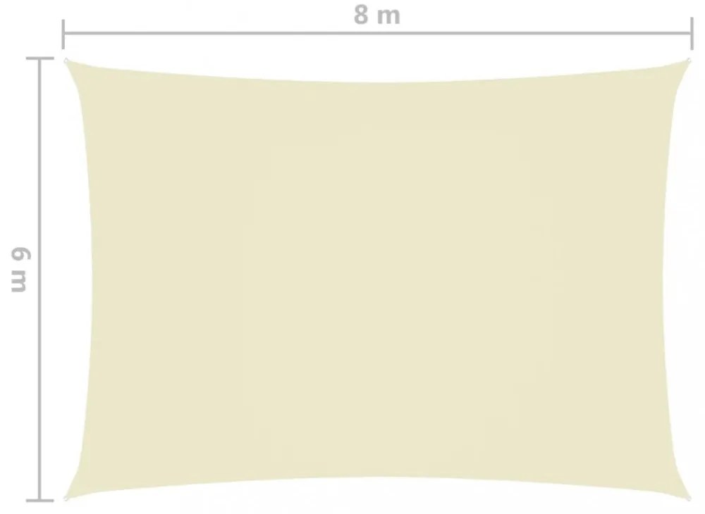 krémszínű téglalap alakú oxford-szövet napvitorla 6 x 8 m