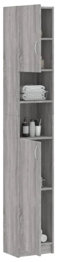 szürke sonoma szerelt fa fürdőszobaszekrény 32 x 25,5 x 190 cm