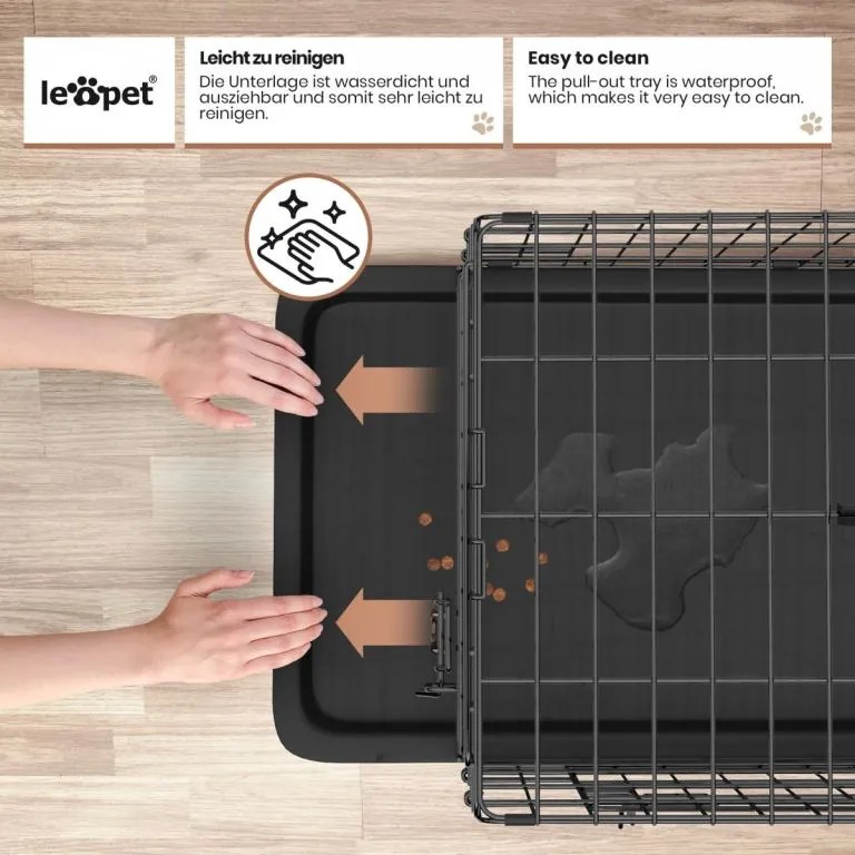 Leopet® Összecsukható kutyaketrec 121x74 x75,5 cm XXL fekete