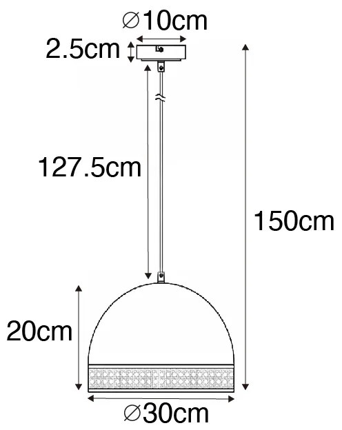 Keleti függőlámpa fekete rattannal 30 cm - Magna Rotan