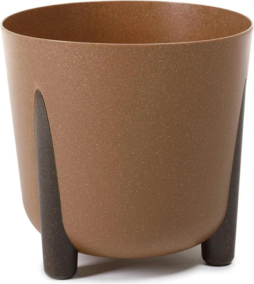 Virágtartó kaspó műanyag, natúr fa árnyalatú virágtartó 26xh25 cm