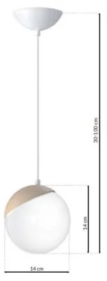 Csillár zsinóron SFERA WOOD 1xE14/40W/230V fehér